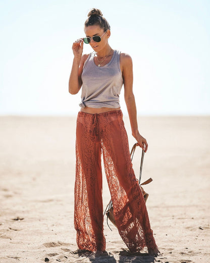 Sexy High-Waist Lace Openwork Perspective Pants
