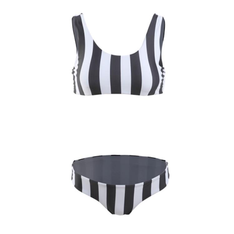 Blue Stripe Two-Piece Swimming Suit