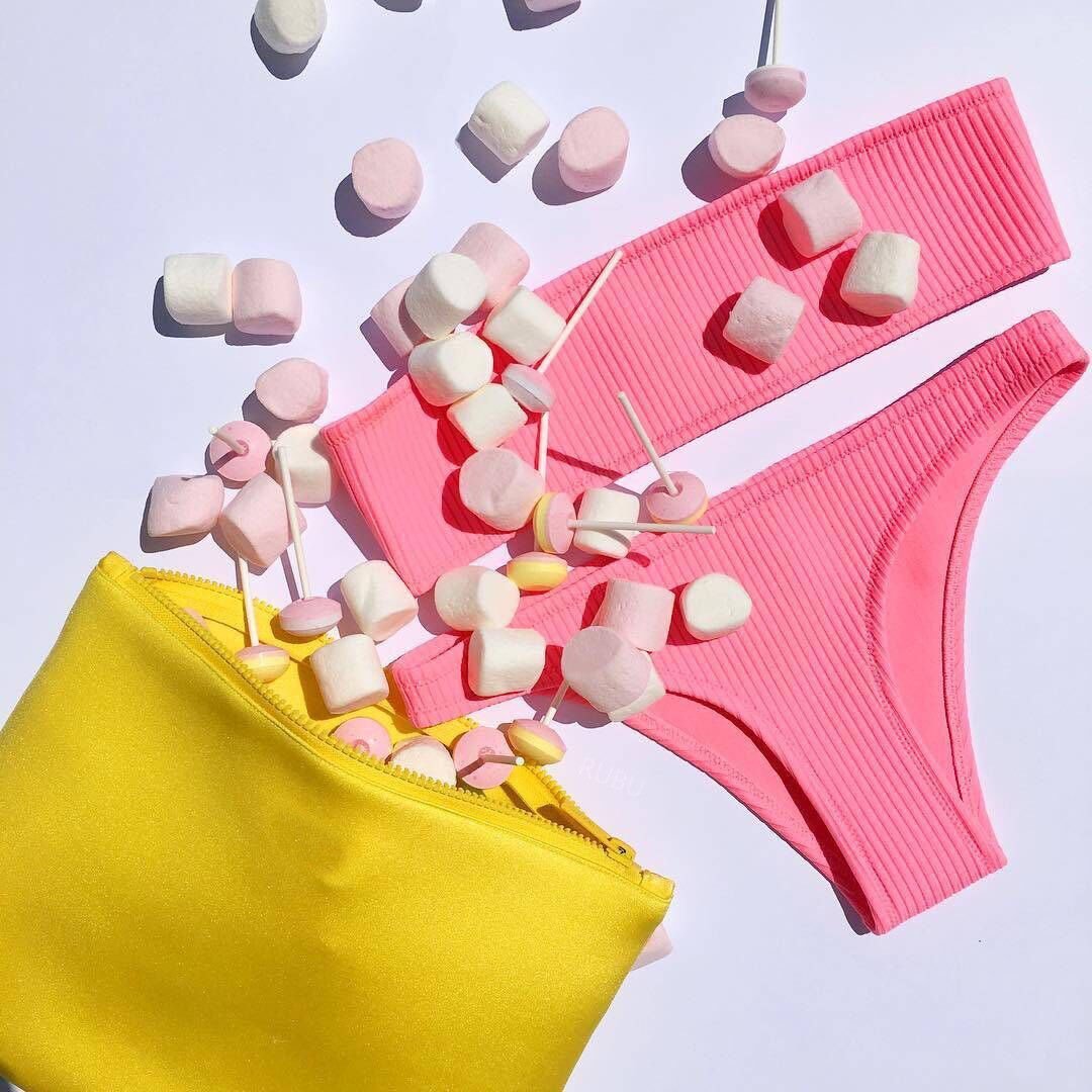 Solid Color Bikini Split Swimsuit