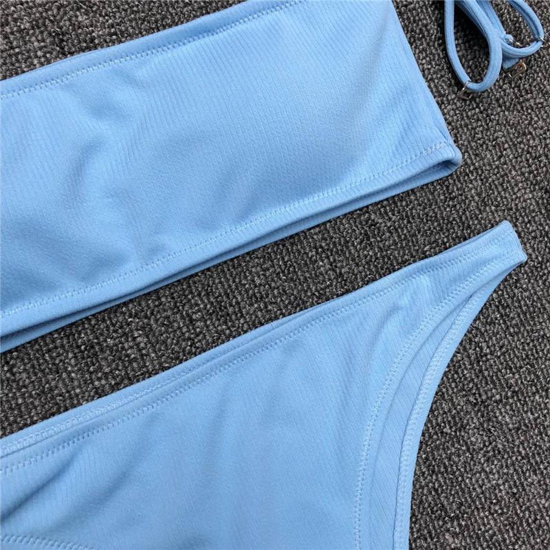 Solid Color Bikini Split Swimsuit