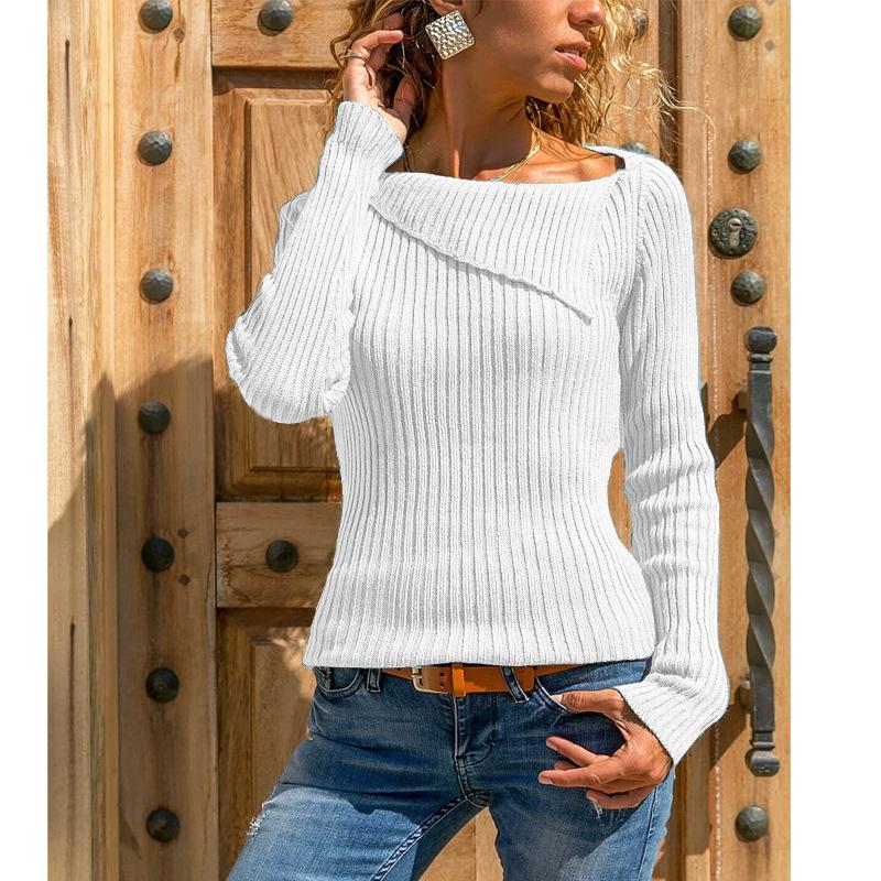 Long-Sleeved Solid Color Sweater Top Casual Bottoming Sweater