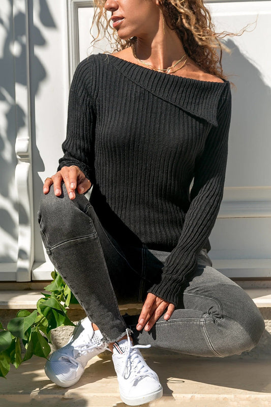 Long-Sleeved Solid Color Sweater Top Casual Bottoming Sweater