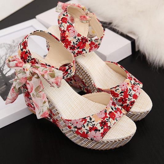 Summer Women Wedges Heels Shoes Casual Thick Bottom