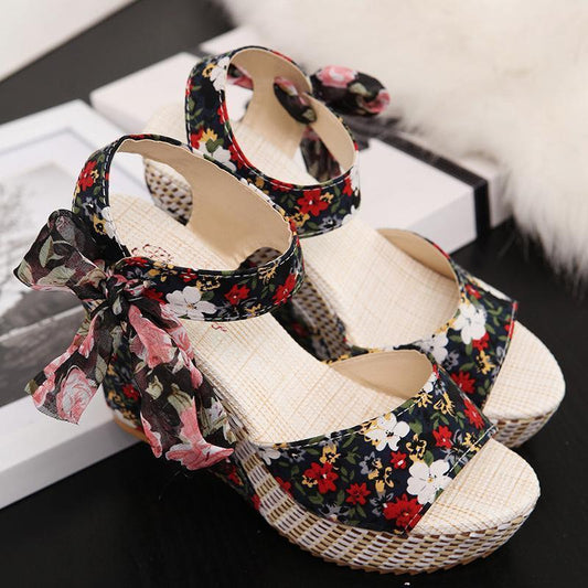 Summer Women Wedges Heels Shoes Casual Thick Bottom