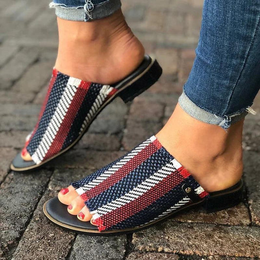 Woman Low Heels Slippers Summer Open Toe Roman Sandals