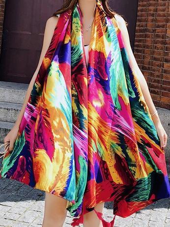 Fringed Retro Ethnic Wind Totem Cotton And Linen Sunscreen Shawl-5