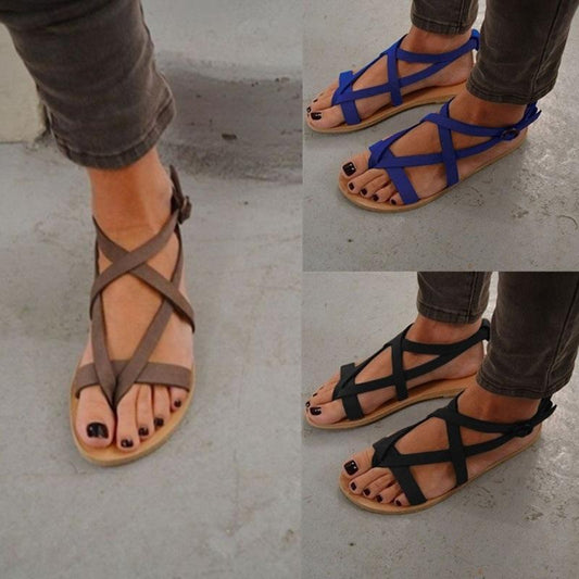 Roman Sandals Flat With Toe Sandals Round Head Female