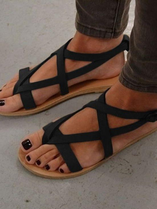 Roman Sandals Flat With Toe Sandals Round Head Female