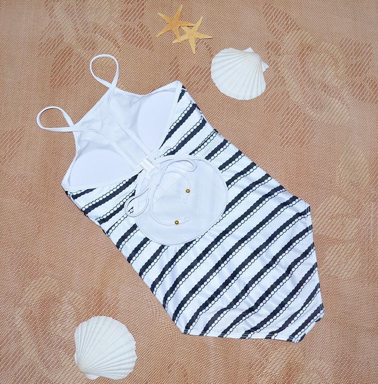 Sexy Black And White Striped One-Piece Swimsuit