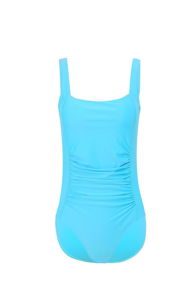 Boat Neck Plain One Piece Swimwear