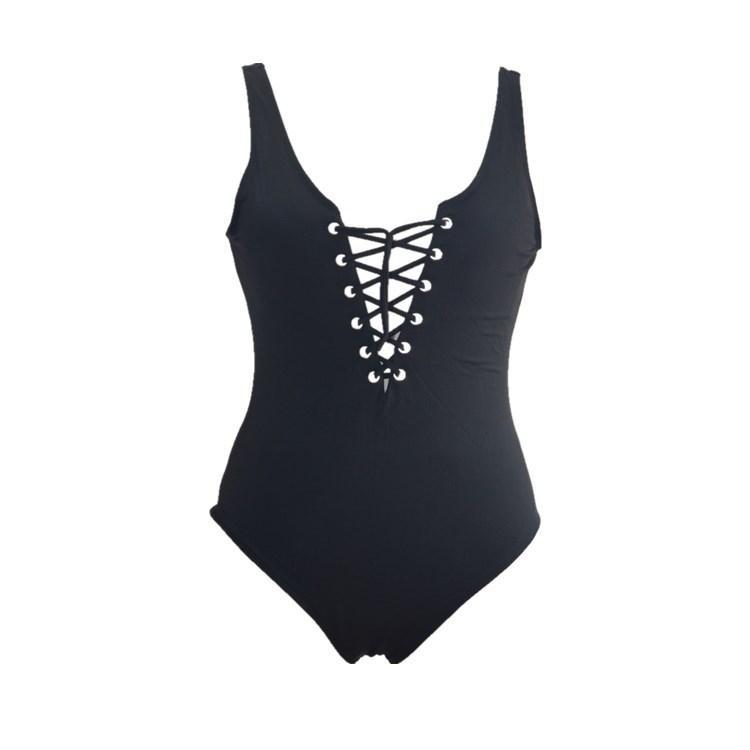 Lace-Up One Piece Open Back Sexy Bikini