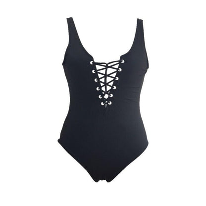 Lace-Up One Piece Open Back Sexy Bikini