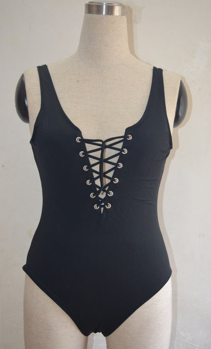 Lace-Up One Piece Open Back Sexy Bikini