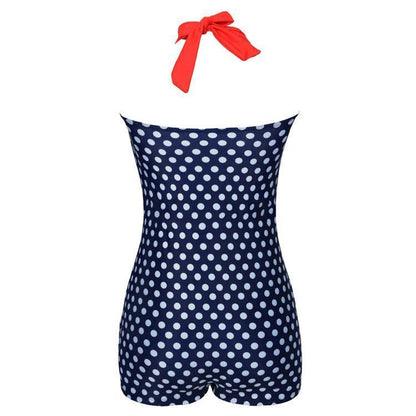 Siamese Black And White Dot Bikini Cherry Large Size Swimsuit