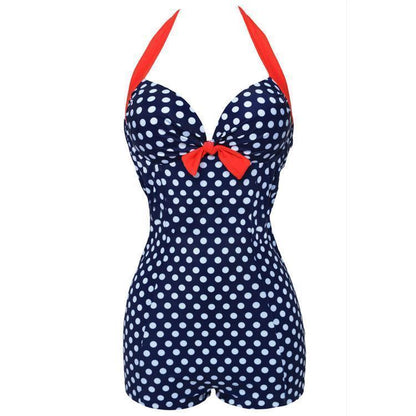 Siamese Black And White Dot Bikini Cherry Large Size Swimsuit