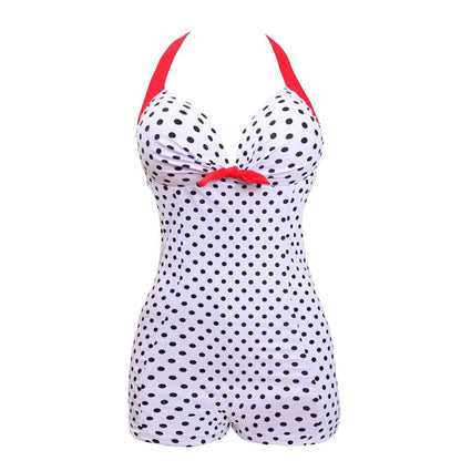 Siamese Black And White Dot Bikini Cherry Large Size Swimsuit
