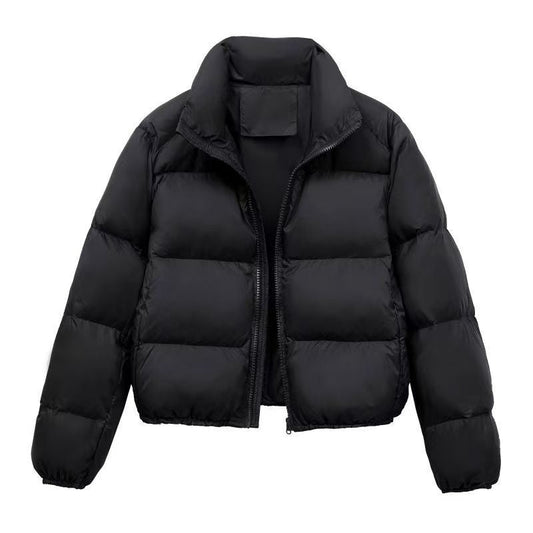 Solid Color Stand Collar Puffer Coat