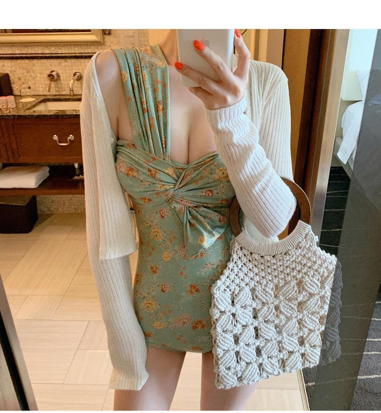 Sexy Floral One-Shoulder Twisted One Piece Swimsuit