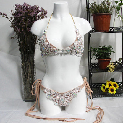 Sexy Sequined Lace Split Sexy Swimsuit