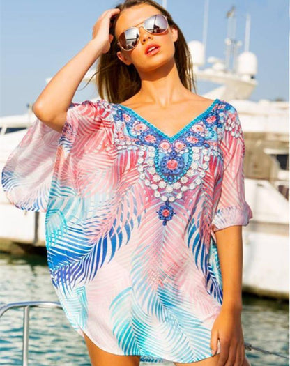 Chiffon Printed Loose Large Size Holiday Blouse