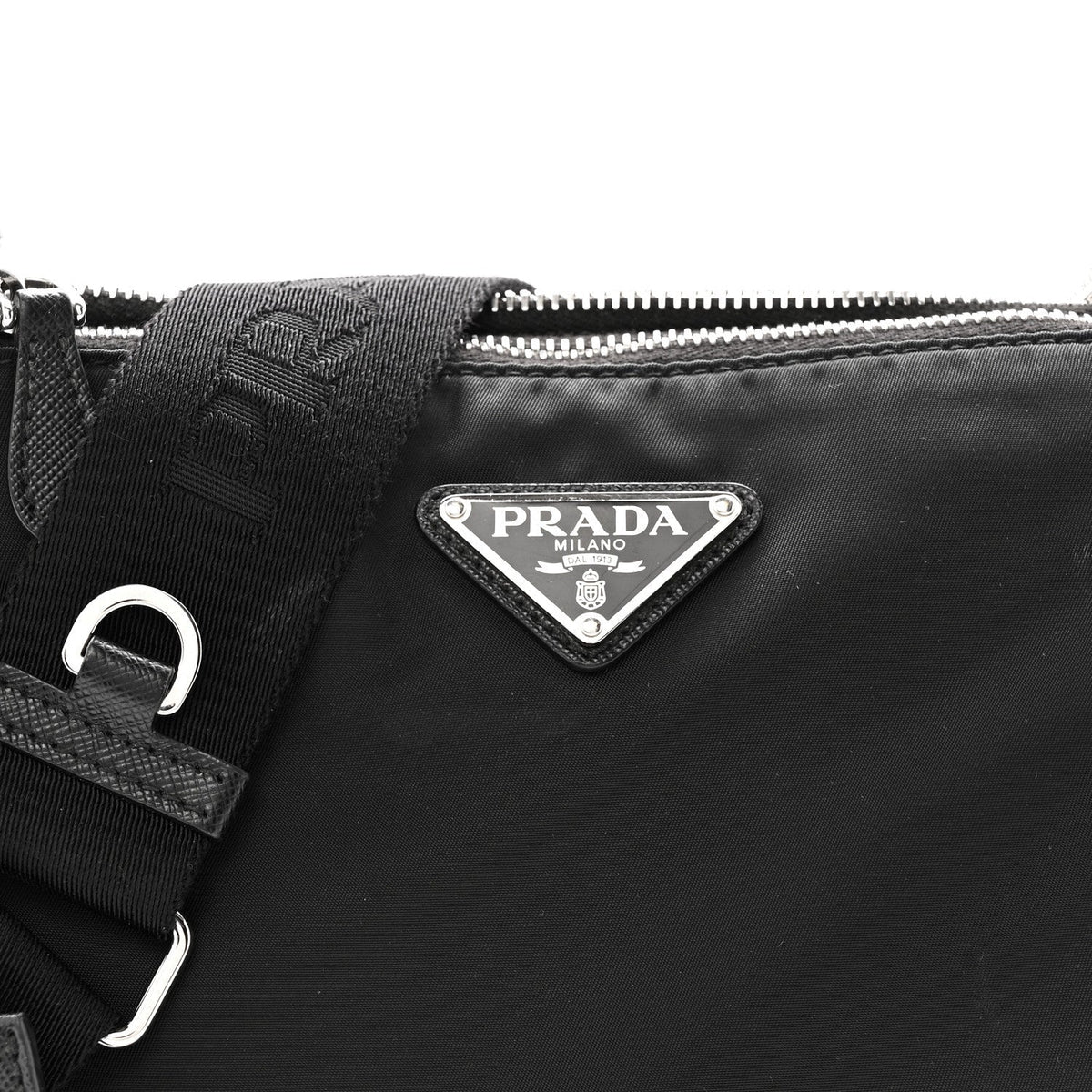 Re-Nylon Saffiano Re-Edition 2000 Double Zip Crossbody Bag Black