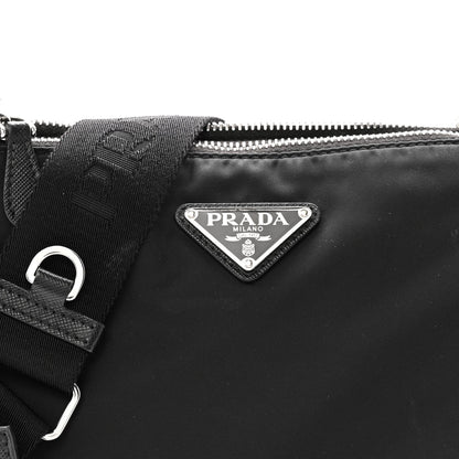 Re-Nylon Saffiano Re-Edition 2000 Double Zip Crossbody Bag Black