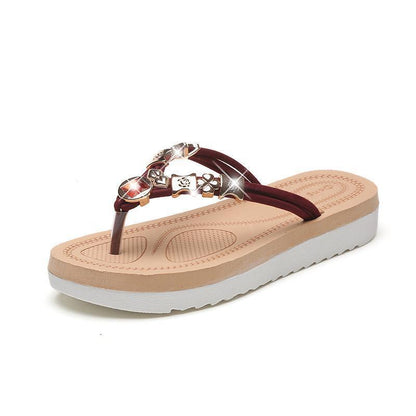 Bohemian Flat Heel Rhinestone Flip-Flop Women'S Sandals