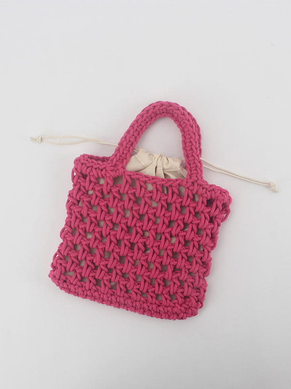 Hollow Solid Color Mini Knitting Woven Bags Handbags