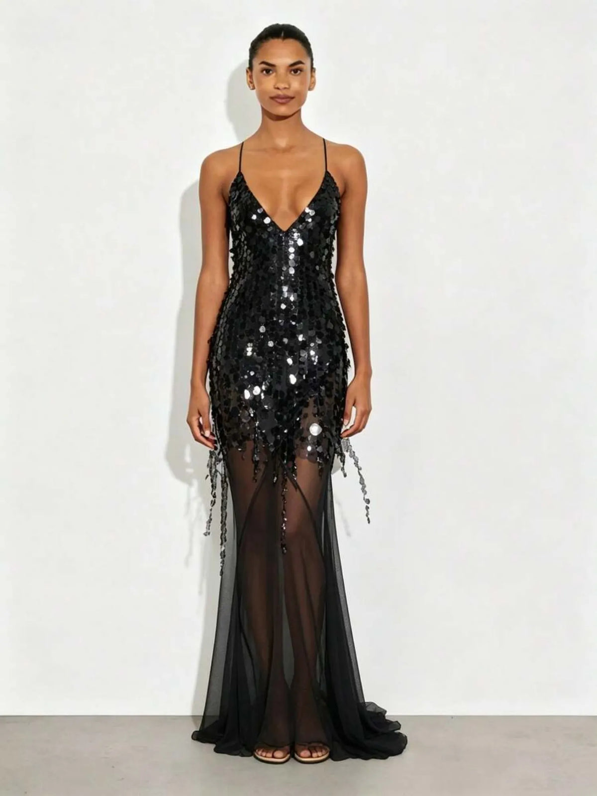 Selina Paillette Chiffon Mermaid Maxi Dress