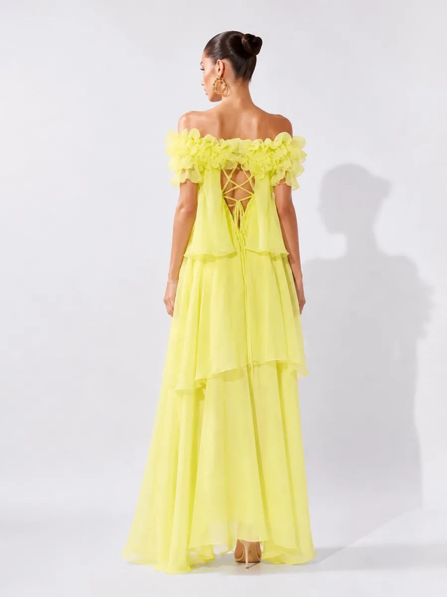 Victoria Tiered Ruffle Tulle Maxi Dress