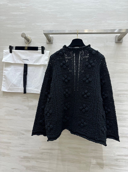 CC Openwork Crochet Knit Cardigan Black Cotton 346493