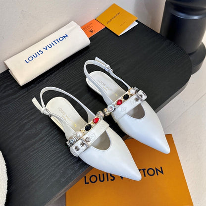 LV Vibe Slingback Flat Off White Cowhide 580336