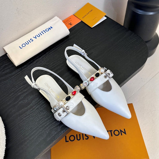 LV Vibe Slingback Flat Off White Cowhide 580336