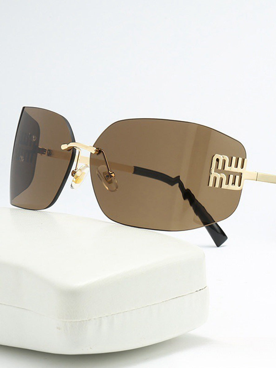 Josephine Curved Lens Rimless Sunglasses