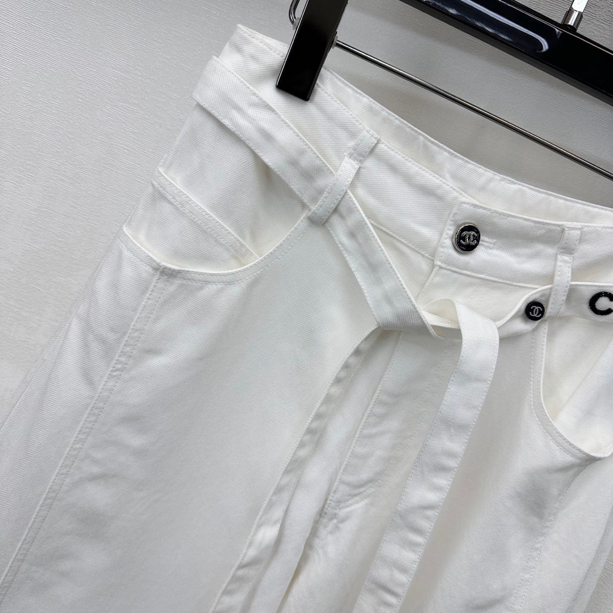 CC Wide-Leg Trousers White Cotton Lyocell 350198