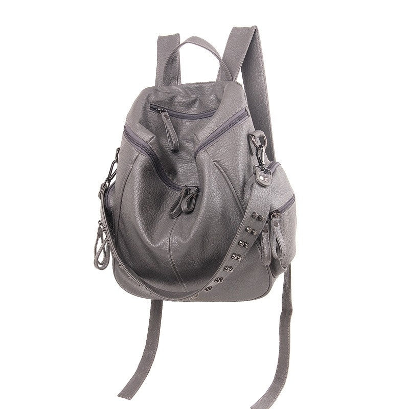 Plain Large Capacity Riveted Shoulders Bag