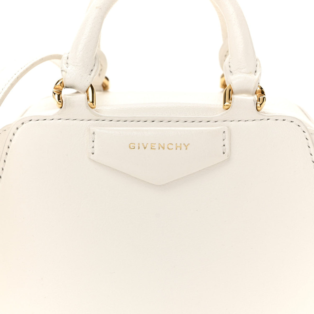 Tumbled Buffalo Micro Antigona Cube Bag White