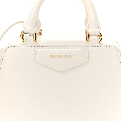 Tumbled Buffalo Micro Antigona Cube Bag White