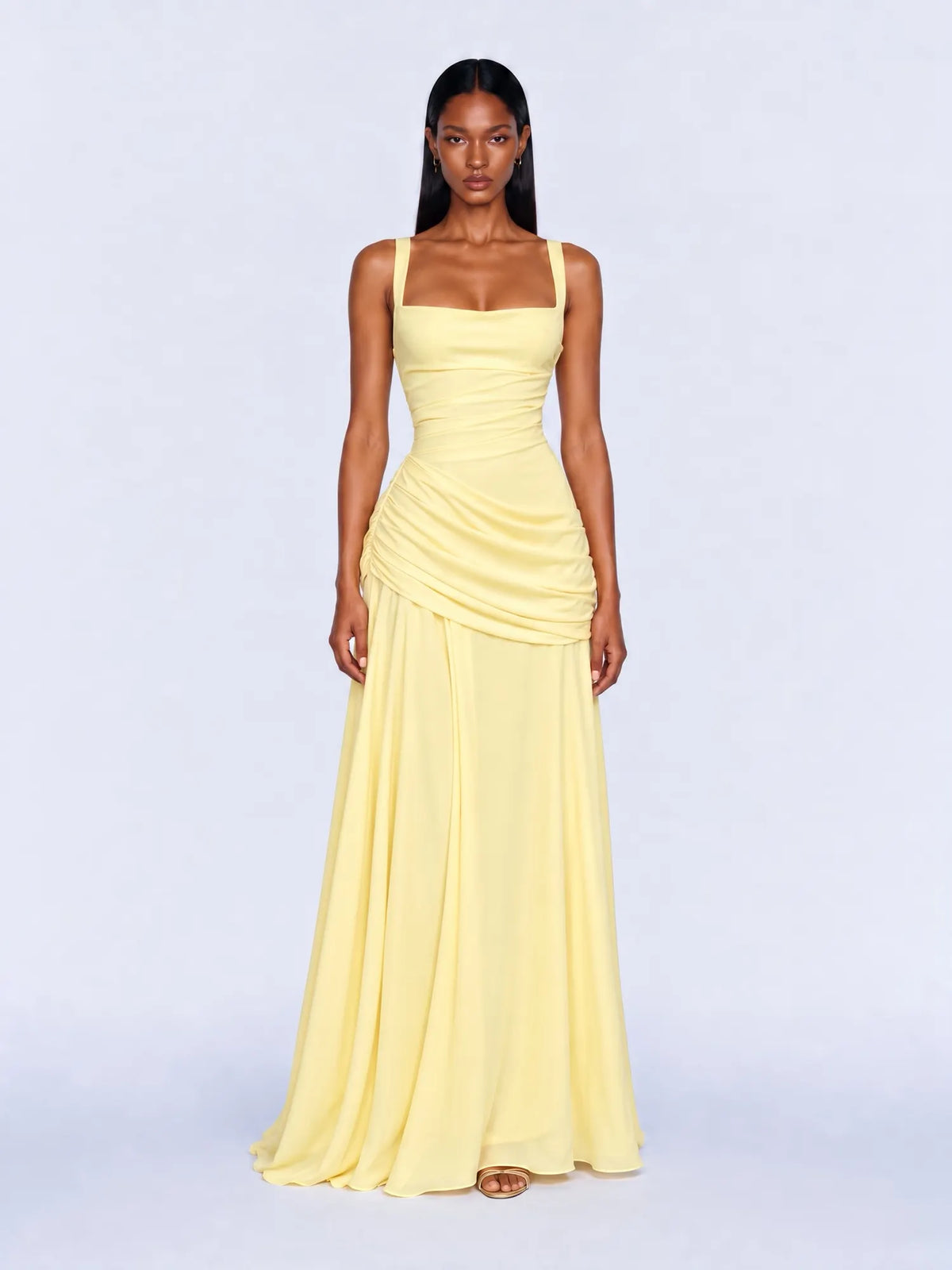 Marcella Draped Chiffon Maxi Dress