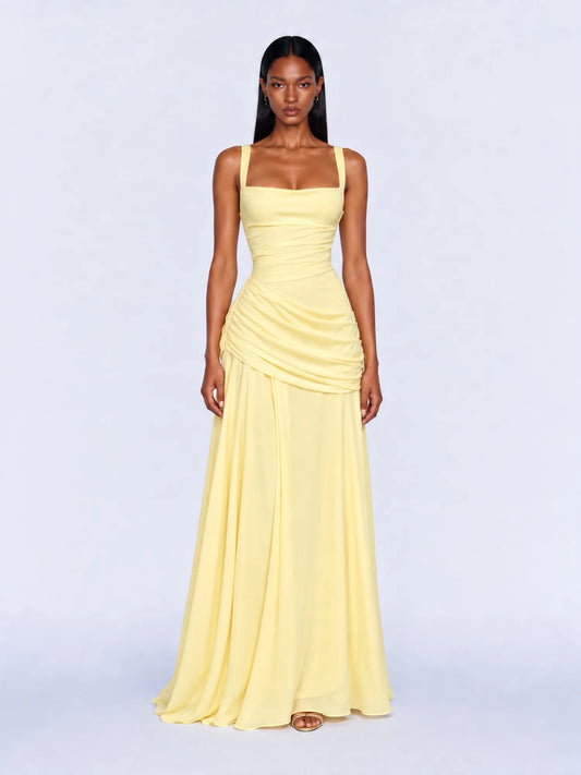 Marcella Draped Chiffon Maxi Dress