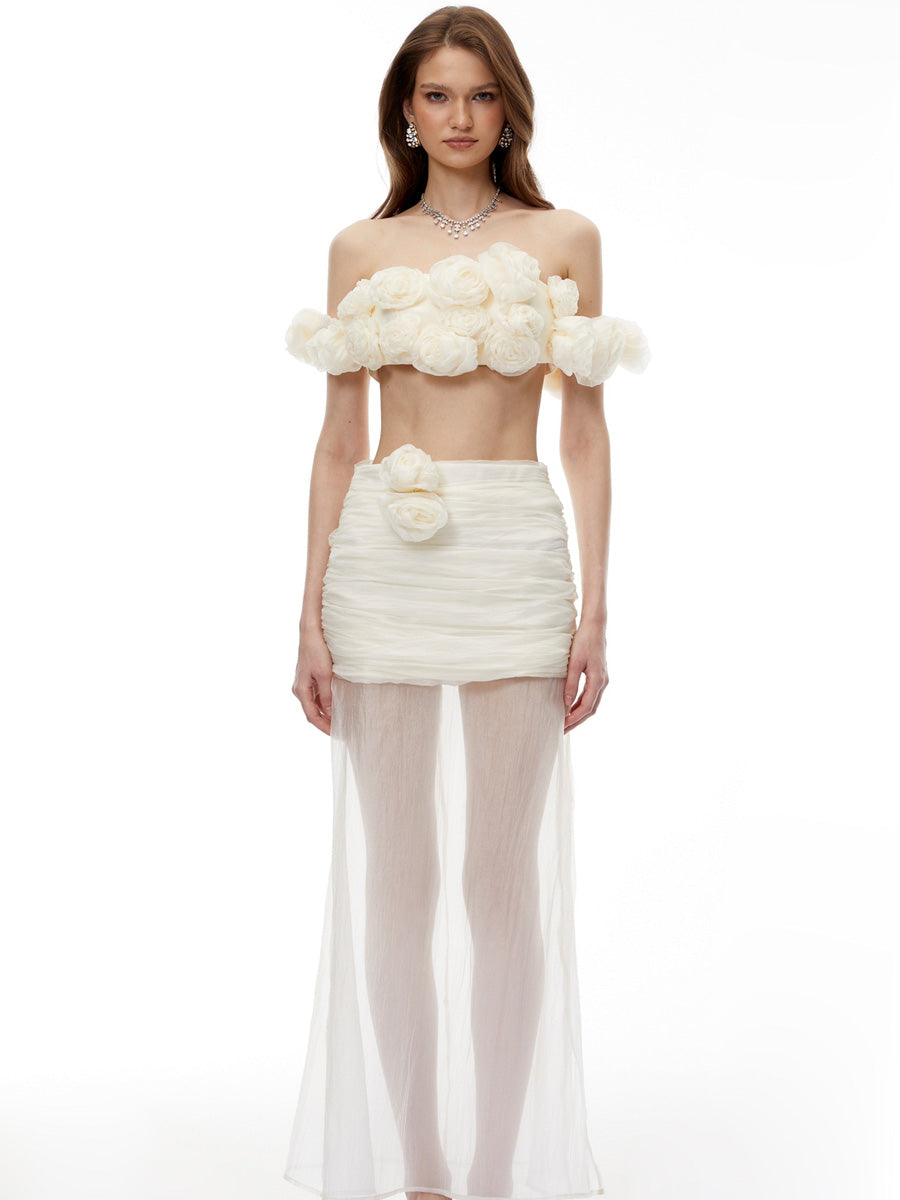 Liana 3D Floral Strapless Two Piece Set