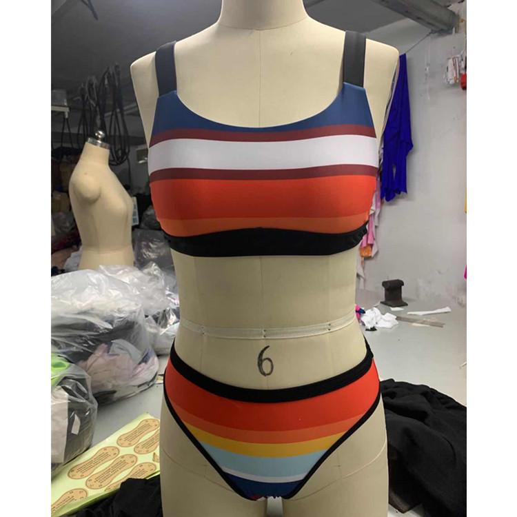Women'S Large Size Swimwear Print Triangle Split Swimsuit