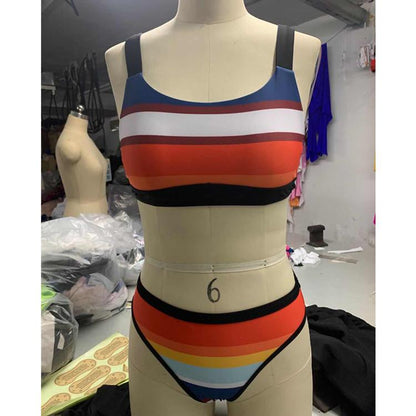 Women'S Large Size Swimwear Print Triangle Split Swimsuit