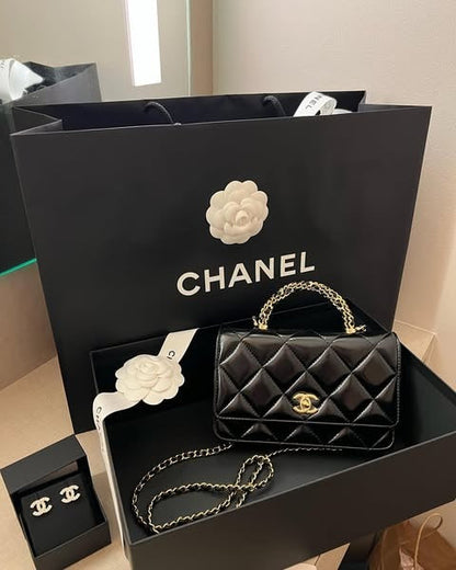 Chanel 24B WOC Top Handle in Black Shiny Lambskin GHW