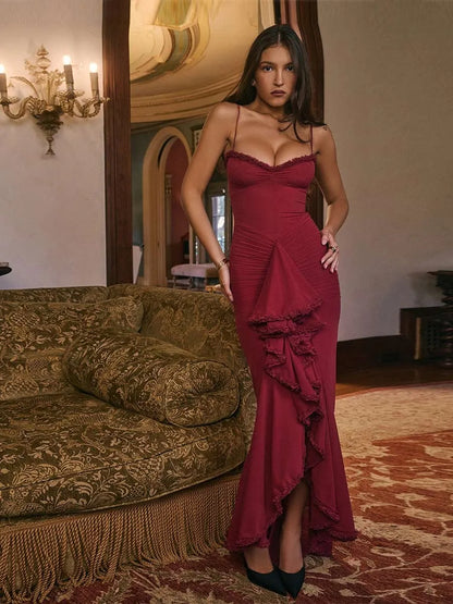 Elisa Ruffle Edge Camisole Maxi Dress