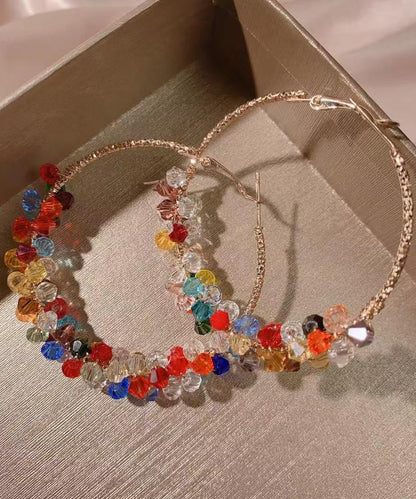 Oversize Gold Copper Overgild Crystal Hoop Earrings