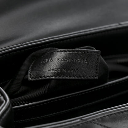 Calfskin Y Quilted Monogram Monochrome Toy Loulou Crossbody Bag Black