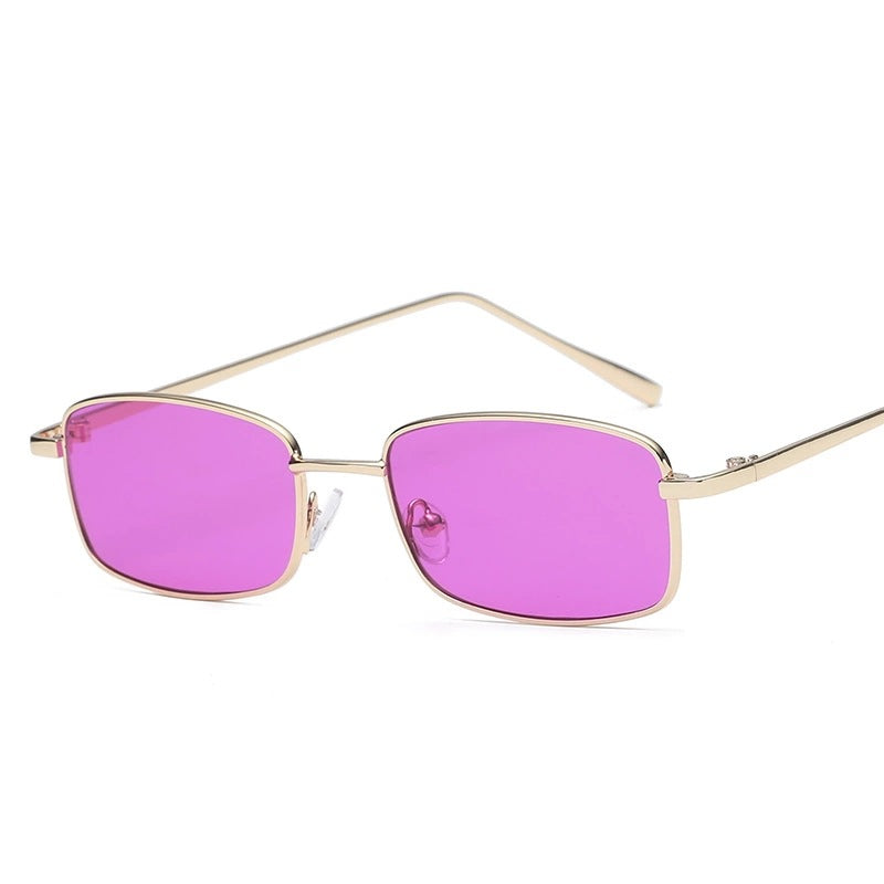 Trendy Square Sunglasses with Pink Lenses
