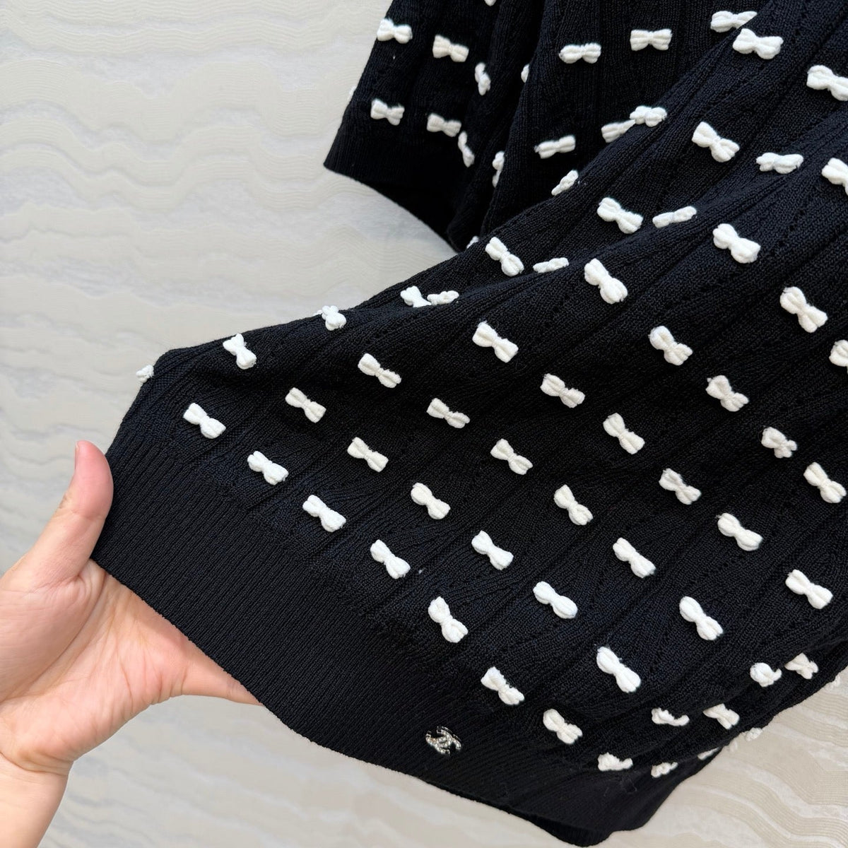 CC 26 Short-Sleeved Top Black White Knit 342788