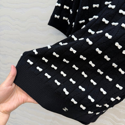 CC 26 Short-Sleeved Top Black White Knit 342788